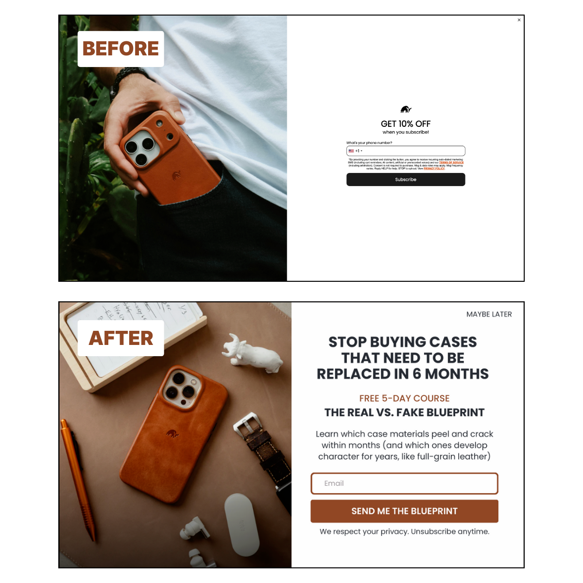 Popup before and after before and after popup mockup