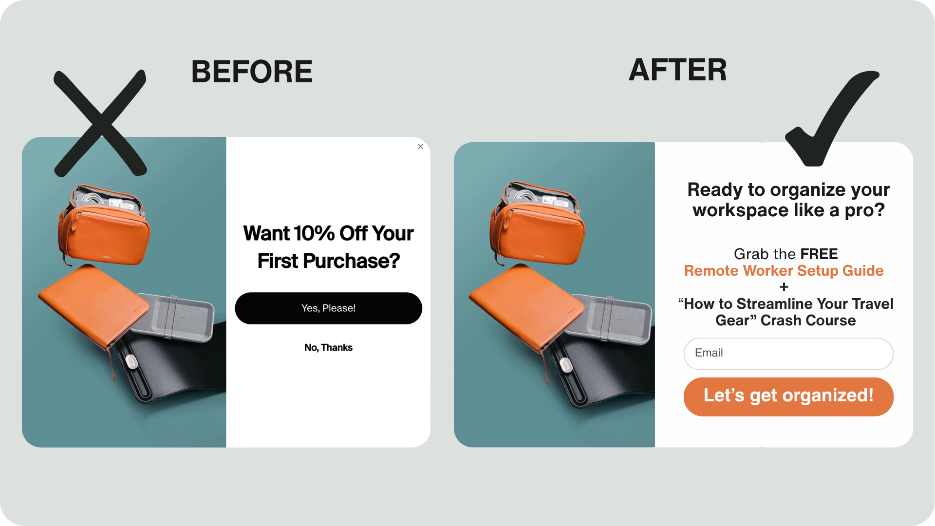 Popup before and after before and after popup mockup